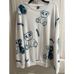 Manfinity nwot Men’s All over print Sweatshirt White/Teal Sz XL